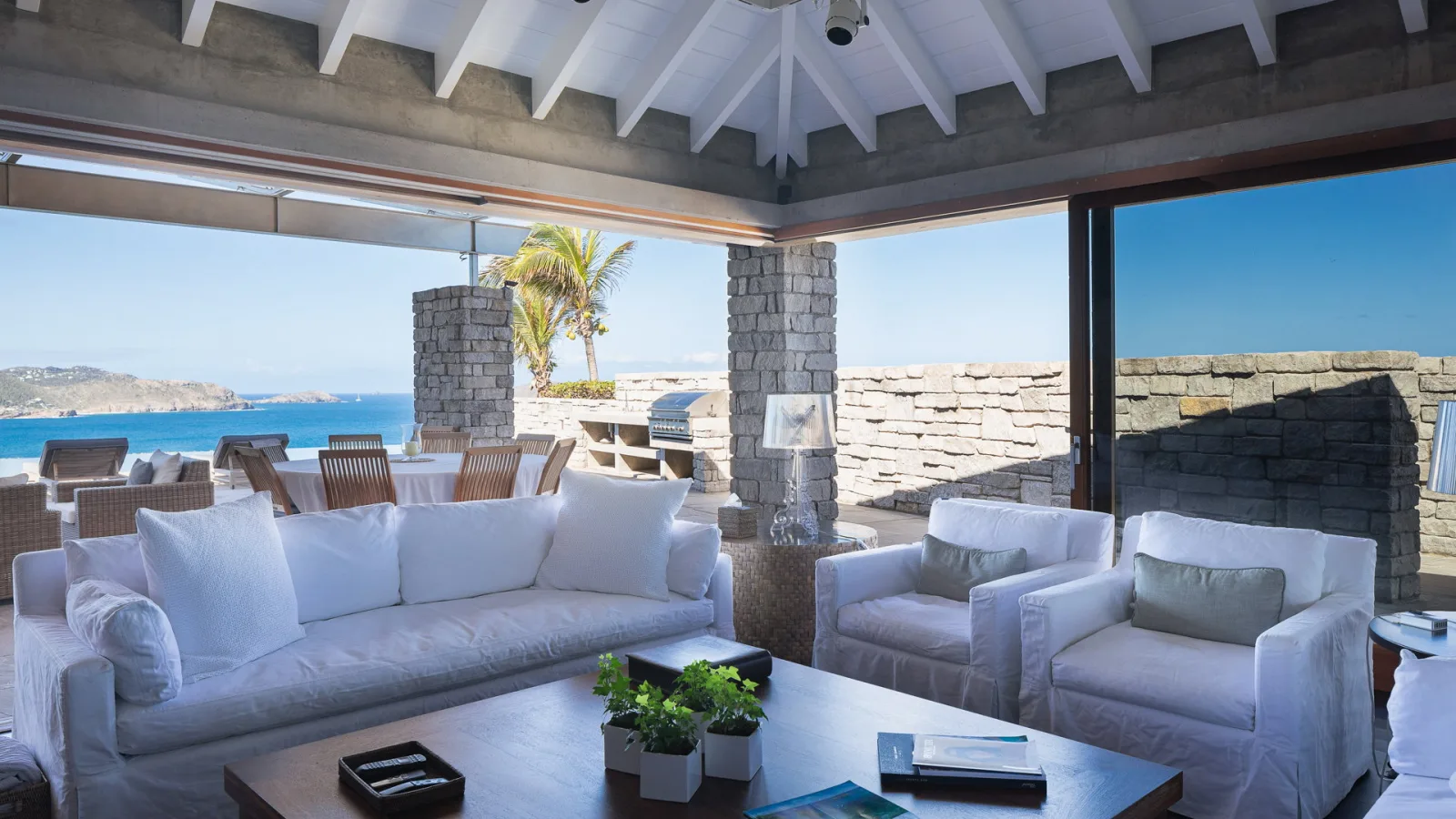 Living area at Villa DANSE DES ÉTOILES, a 5-bedroom villa in Pointe Milou, St Barth