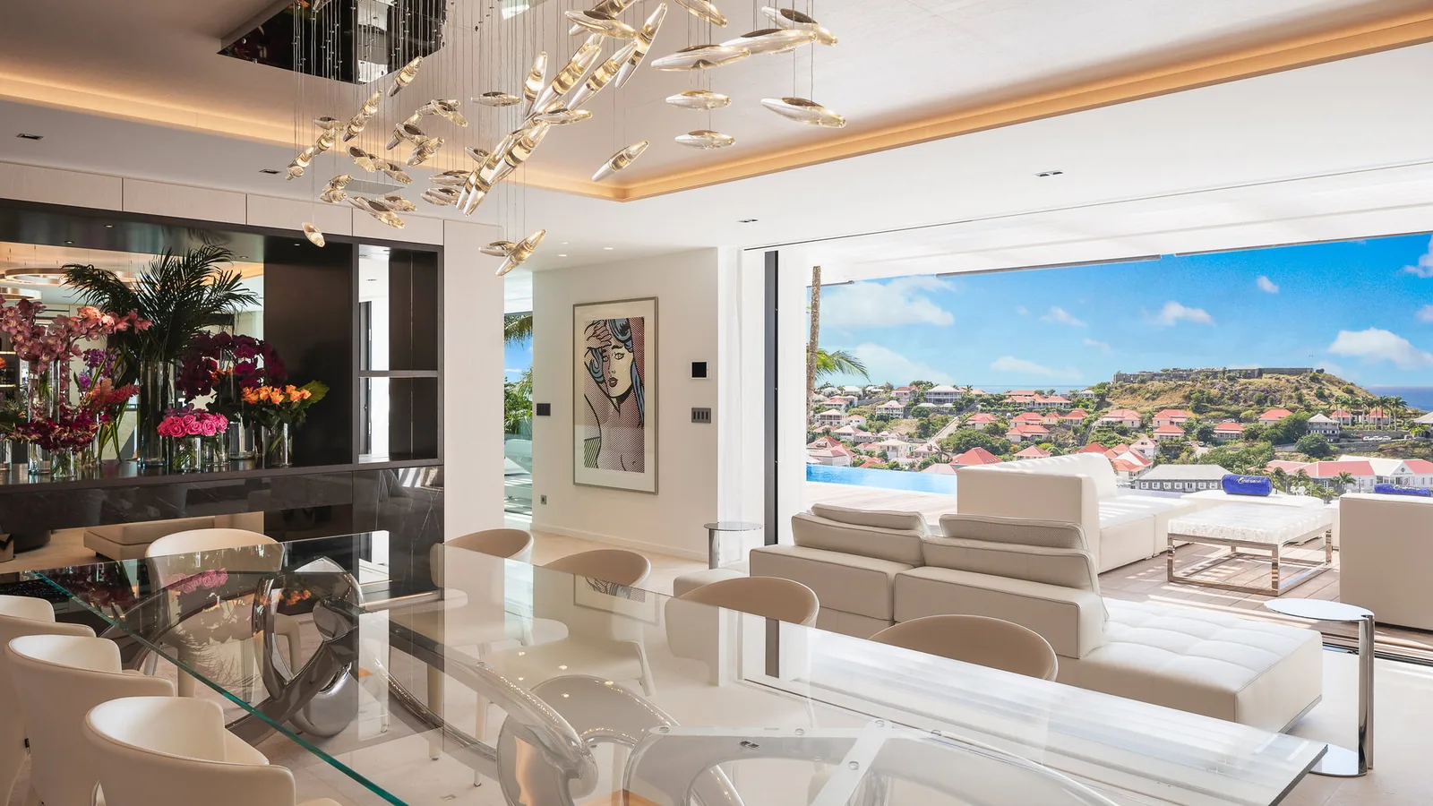 Living room with television at the five-bedroom villa