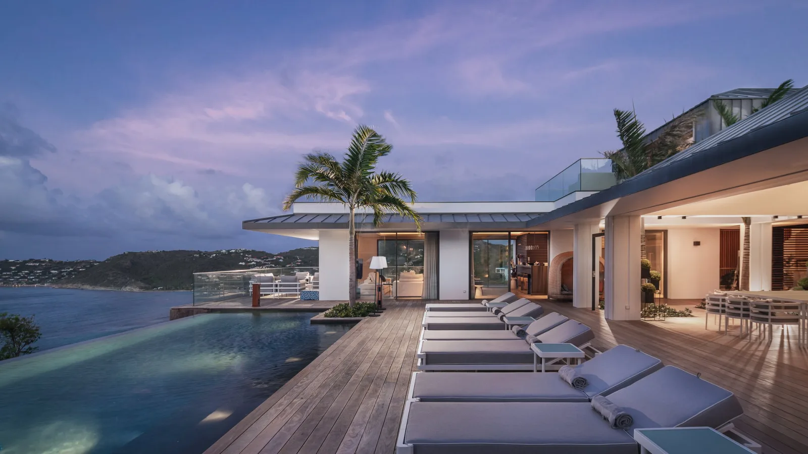 The villa by night at Villa FELICITA, a 7-bedroom villa in Lorient, St Barth