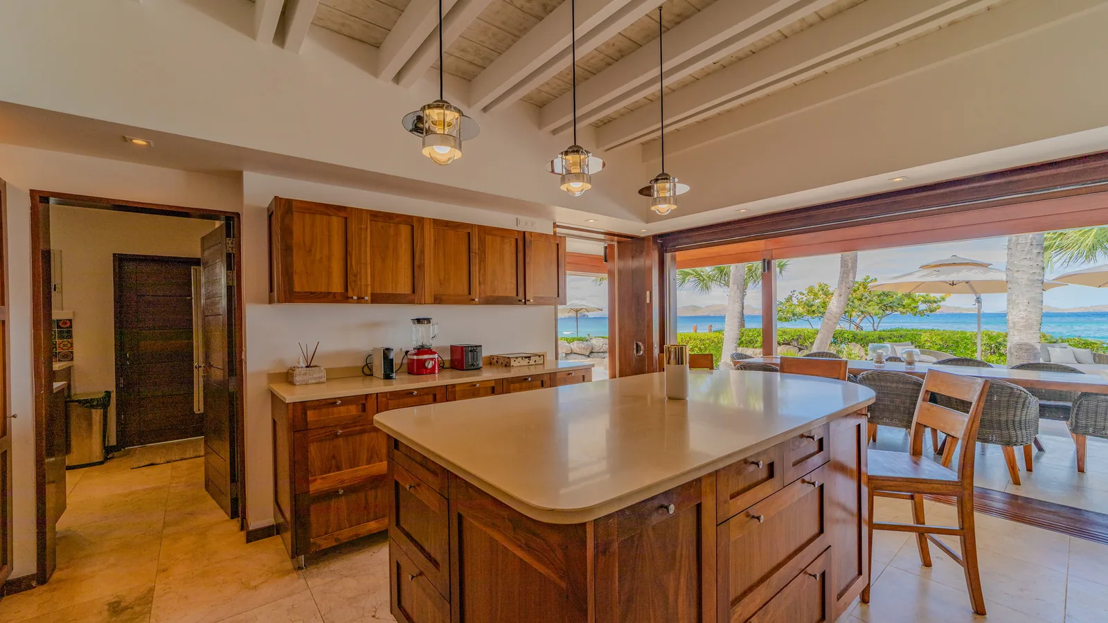 Microwave in the kitchen of La Plage villa, St Barth