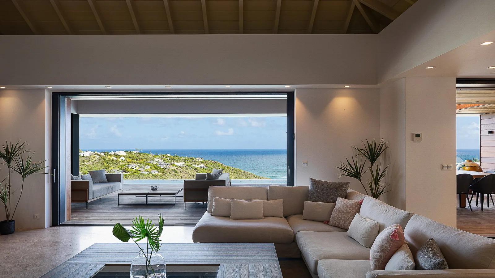 Poolside area at Mythique Estate, St Barth