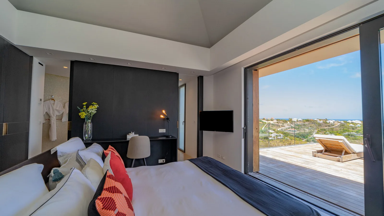 Air-conditioned bedroom at a 13-bedroom St Barth villa
