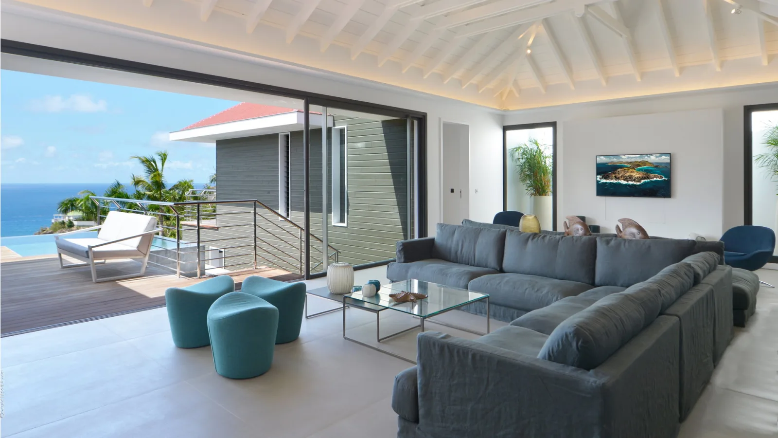 Living room at Villa THE SOURCE, a 6-bedroom villa in Colombier, St Barth