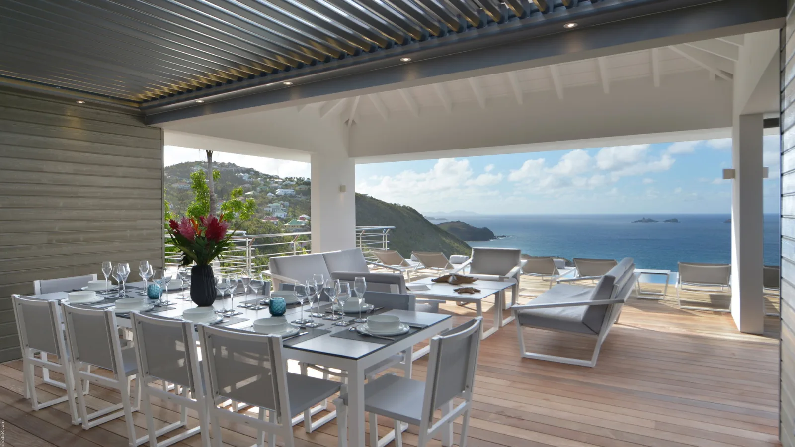 Kitchen and dining at Villa THE SOURCE, a 6-bedroom villa in Colombier, St Barth