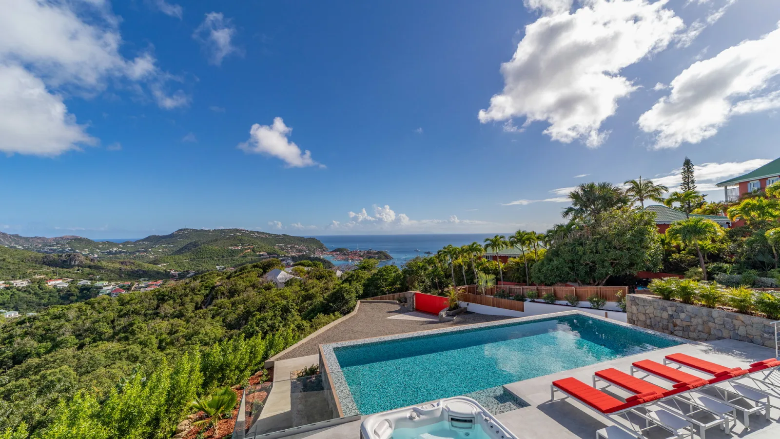 Pool and terrace at Villa VOYAGE, a 5-bedroom villa in Colombier, St Barth